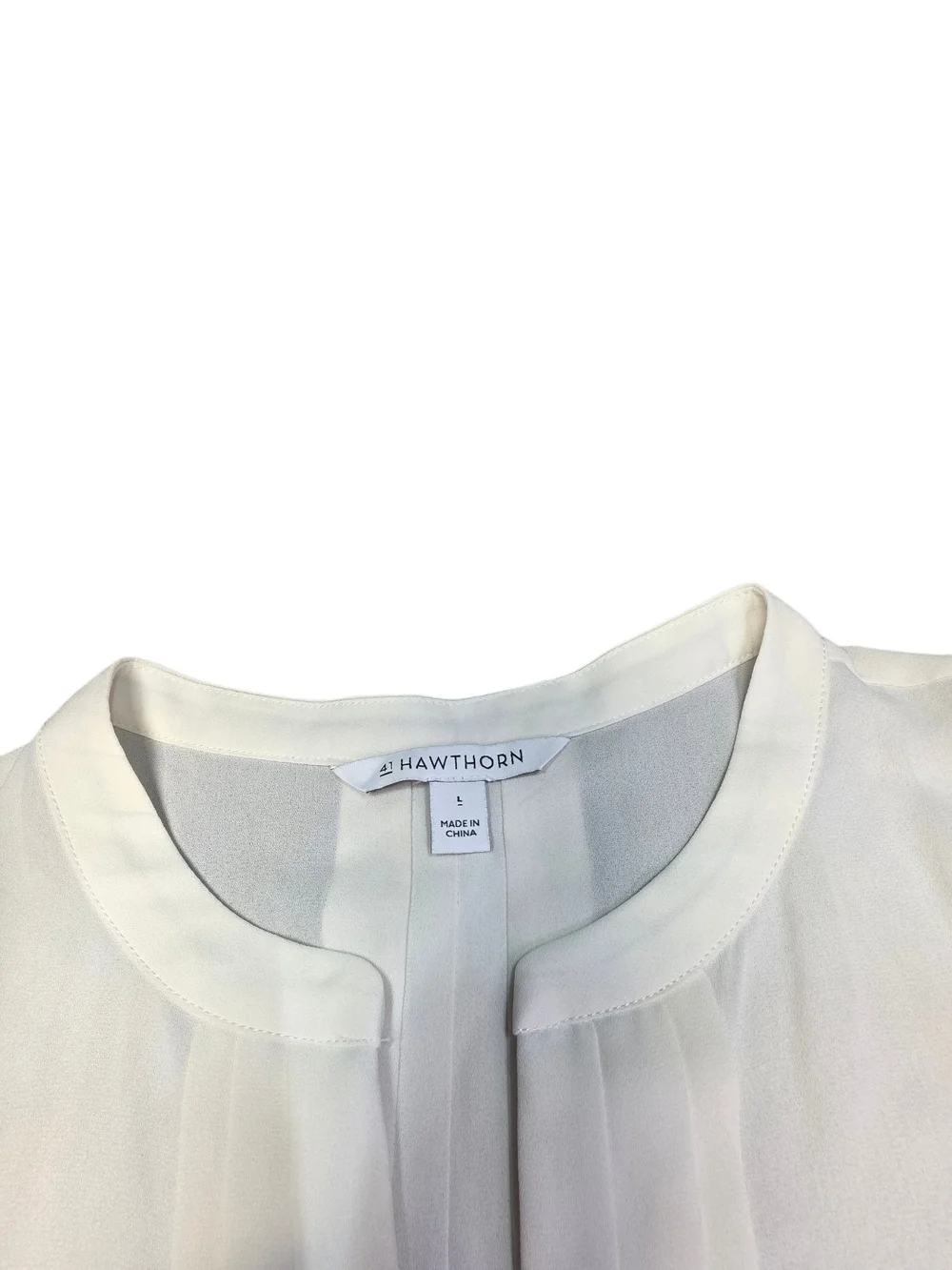 41 Hawthorn White Pleated Front Sleeveless Blouse Split V-Neck Tank Top Large